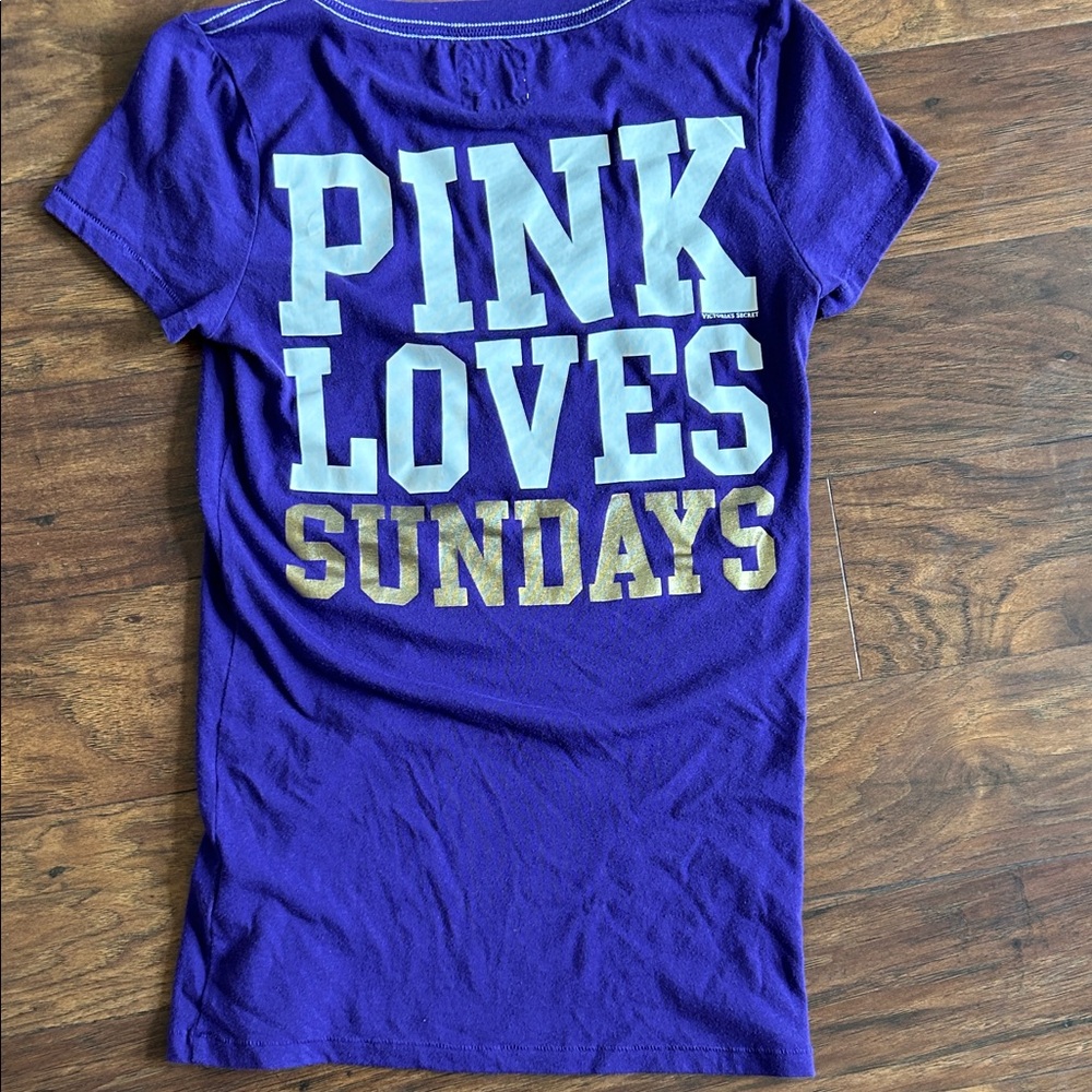 PINK Victoria's Secret Purple Vikings Tee - Picture 5 of 6